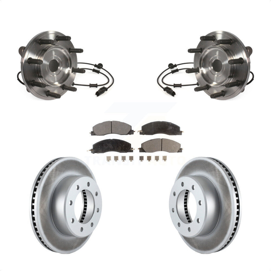 Front Hub Bearing Assembly With Coated Disc Brake Rotors And Ceramic Pads Kit For Ram 2500 3500 KBB-104868