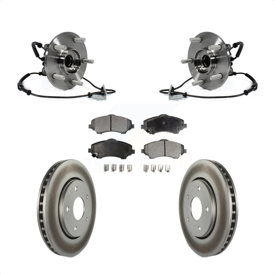 Front Hub Bearing Assembly Coated Disc Brake Rotors And Pads Kit For Dodge Grand Caravan Chrysler Town & Country Ram C/V Volkswagen Routan With Single Piston Caliper KBB-104869