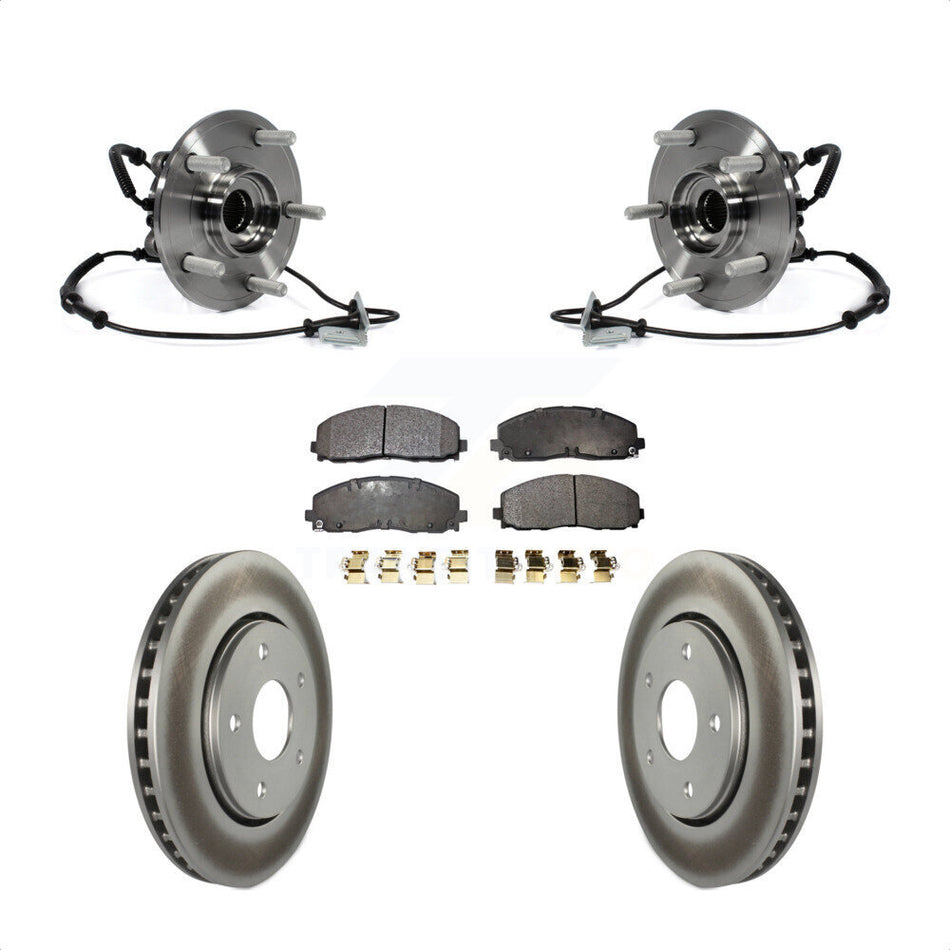 Front Hub Bearing Assembly With Coated Disc Brake Rotors And Ceramic Pads Kit For 2017-2018 Dodge Grand Caravan Single Piston Caliper KBB-104870