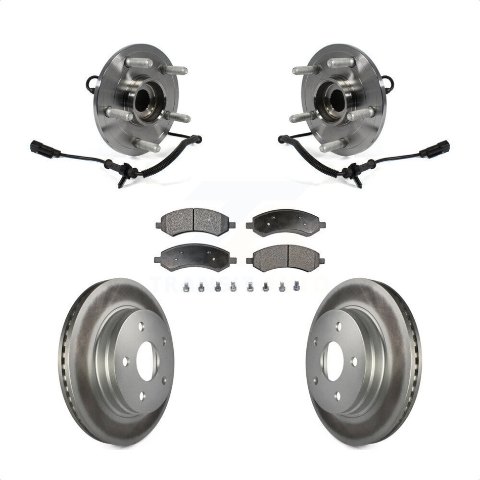 Front Hub Bearing Assembly With Coated Disc Brake Rotors And Ceramic Pads Kit For Ram 1500 Classic KBB-104873