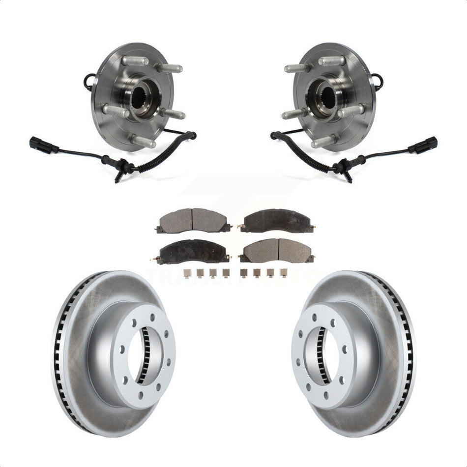Front Hub Bearing Assembly With Coated Disc Brake Rotors And Ceramic Pads Kit For 2012 Ram 1500 8 Lug Wheels KBB-104874