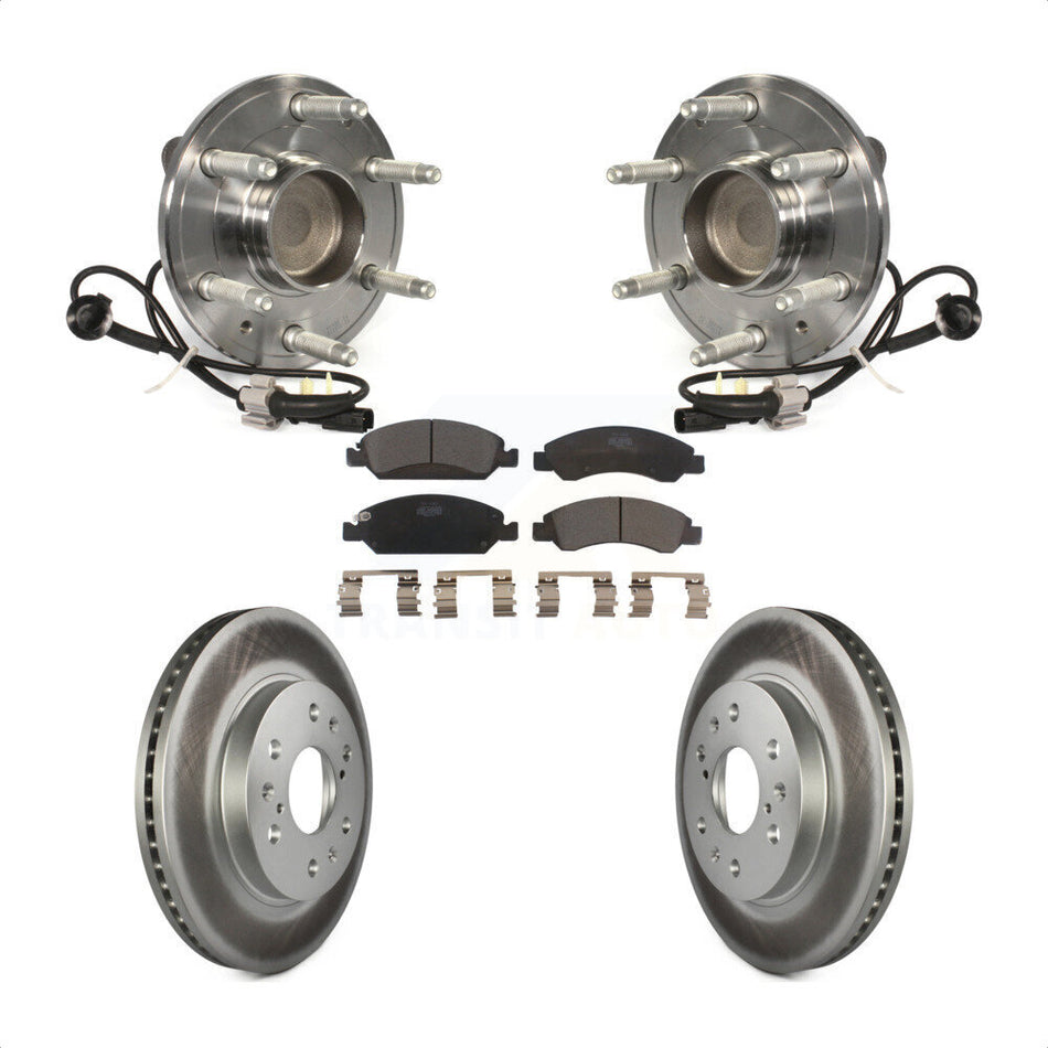 Front Hub Bearing Assembly With Coated Disc Brake Rotors And Ceramic Pads Kit For Chevrolet Silverado 1500 GMC Sierra Tahoe Suburban Yukon Cadillac XL Escalade ESV LD RWD KBB-104877