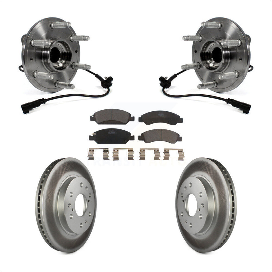 Front Hub Bearing Assembly With Coated Disc Brake Rotors And Ceramic Pads Kit For Chevrolet Silverado 1500 GMC Sierra Tahoe Suburban Yukon Cadillac XL Escalade ESV LD 4WD KBB-104879