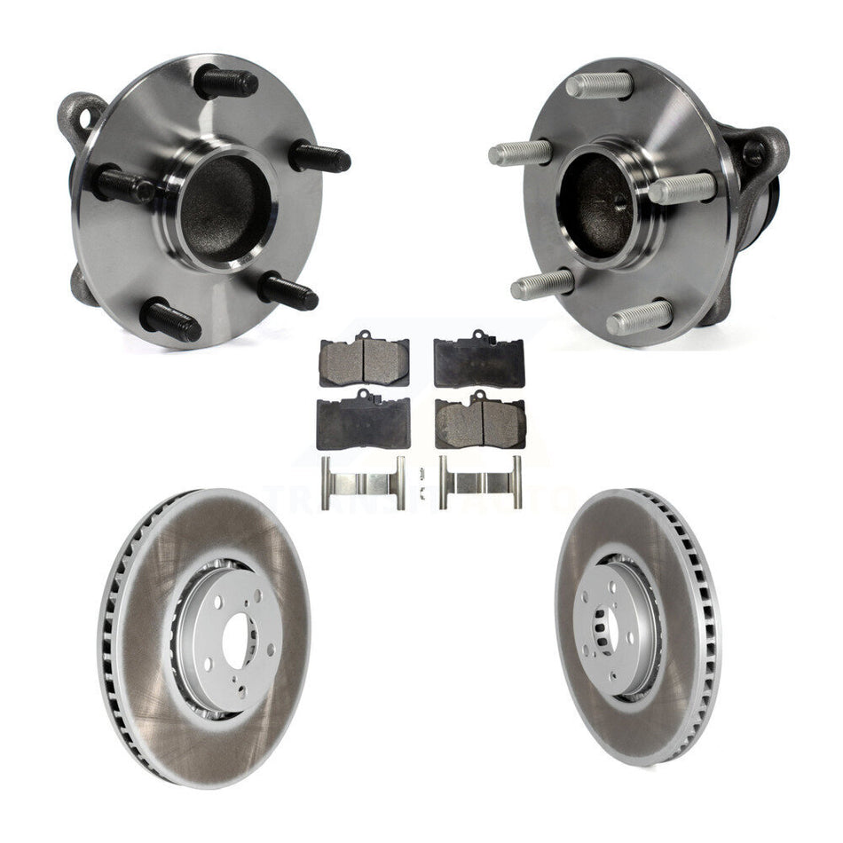 Front Hub Bearing Assembly With Coated Disc Brake Rotors And Ceramic Pads Kit (5Pc) For Lexus IS350 GS350 GS430 GS450h GS460 KBB-104887