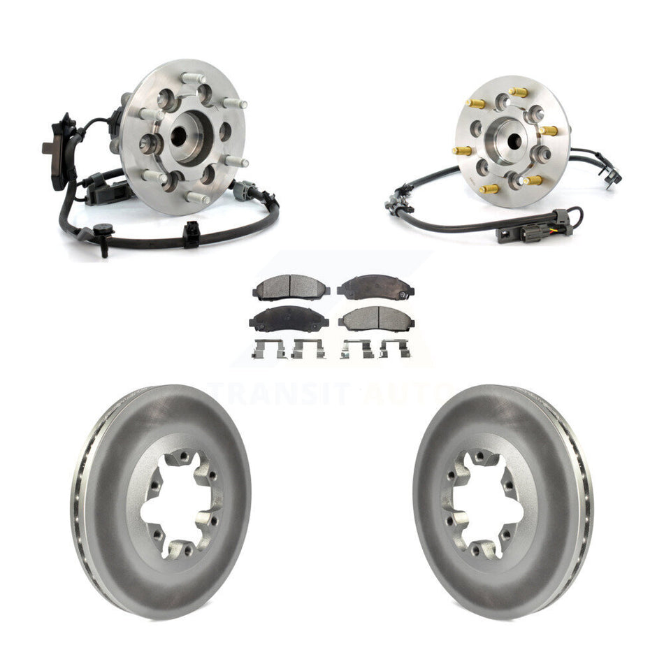 Front Hub Bearing Assembly With Coated Disc Brake Rotors And Ceramic Pads Kit For Chevrolet Colorado GMC Canyon Isuzu i-290 i-280 Sport Chassis Package (ZQ8) KBB-104905