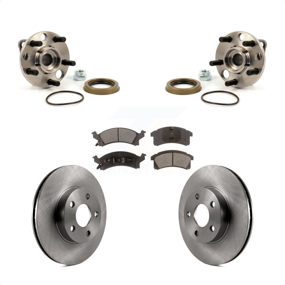 Front Hub Bearing Assembly Disc Brake Rotor & Pads Kit For Chevrolet Cavalier Pontiac Sunfire Grand Am Buick Skylark Corsica Oldsmobile Achieva Beretta Sunbird Cutlass Calais KBB-104935
