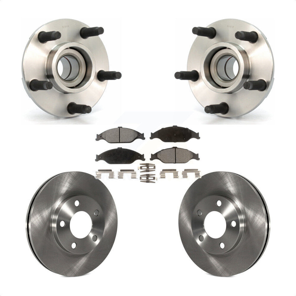 Front Hub Bearing Assembly With Disc Brake Rotors And Semi-Metallic Pads Kit For Ford Mustang KBB-104947