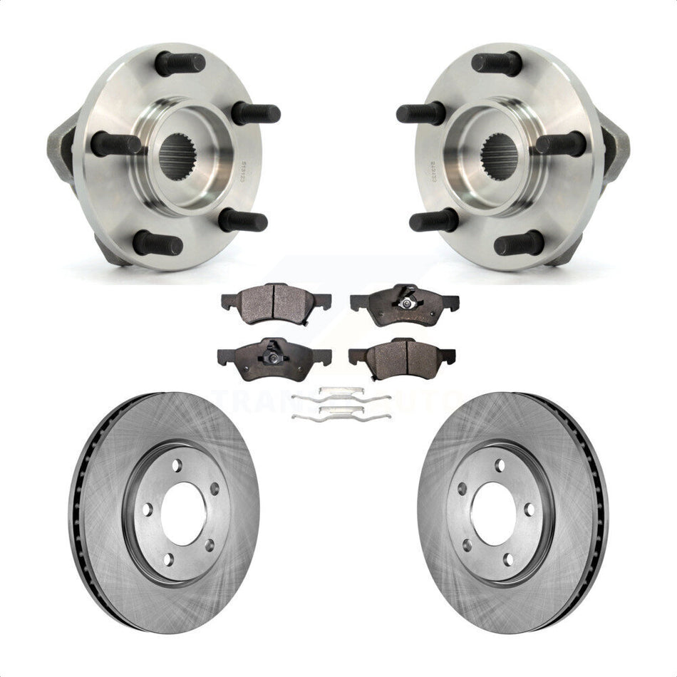 Front Hub Bearing Assembly With Disc Brake Rotors And Semi-Metallic Pads Kit For Dodge Grand Caravan Chrysler Town & Country KBB-104970