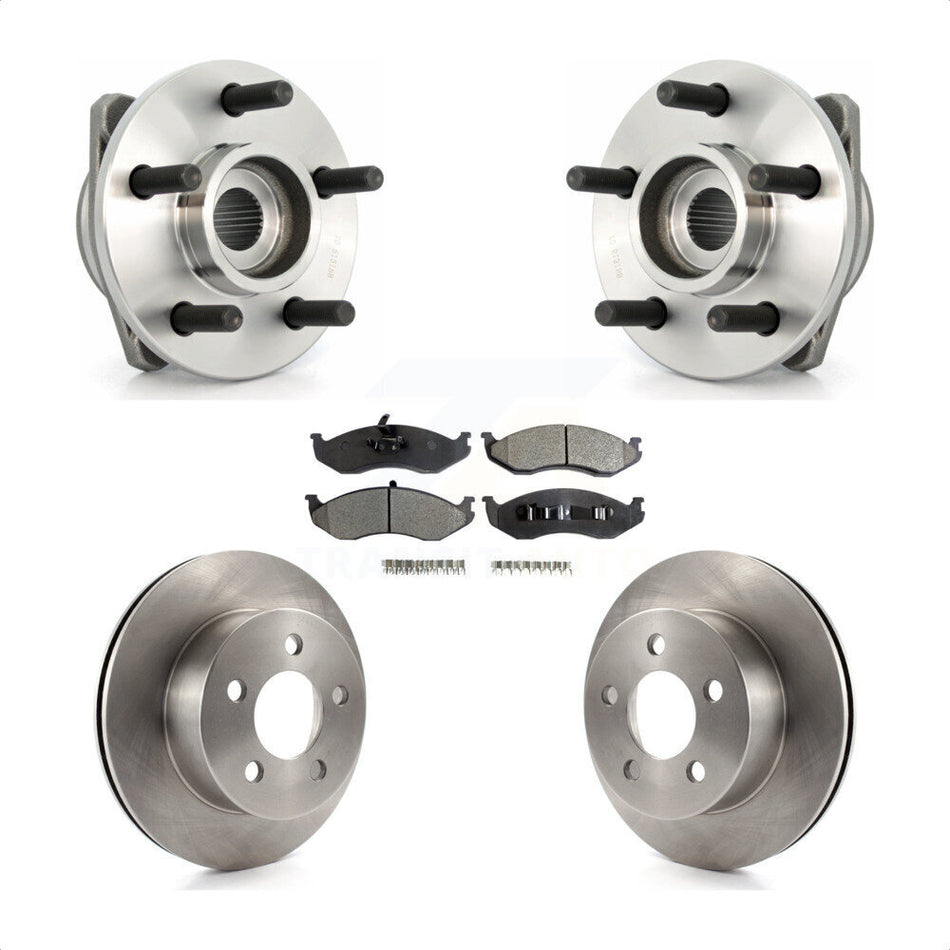 Front Hub Bearing Assembly With Disc Brake Rotors And Semi-Metallic Pads Kit For Jeep Wrangler Cherokee TJ KBB-104983