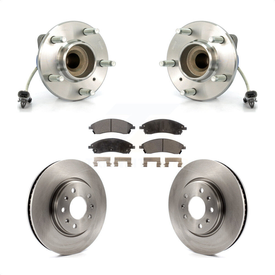 Front Hub Bearing Assembly With Disc Brake Rotors And Semi-Metallic Pads Kit For 2006-2007 Cadillac CTS Base Sport Suspension 303mm Diameter Rotor KBB-104997