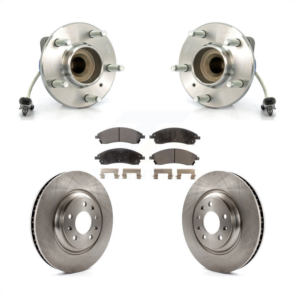 Front Hub Bearing Assembly With Disc Brake Rotors And Semi-Metallic Pads Kit For 2006-2007 Cadillac CTS Base Sport Suspension 323mm Diameter Rotor KBB-105000