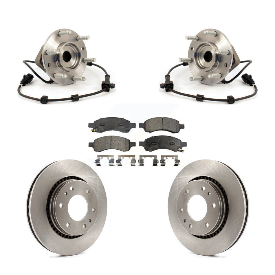 Front Hub Bearing Assembly With Disc Brake Rotors And Semi-Metallic Pads Kit For Chevrolet Trailblazer GMC Envoy Buick Rainier Isuzu Ascender KBB-105004