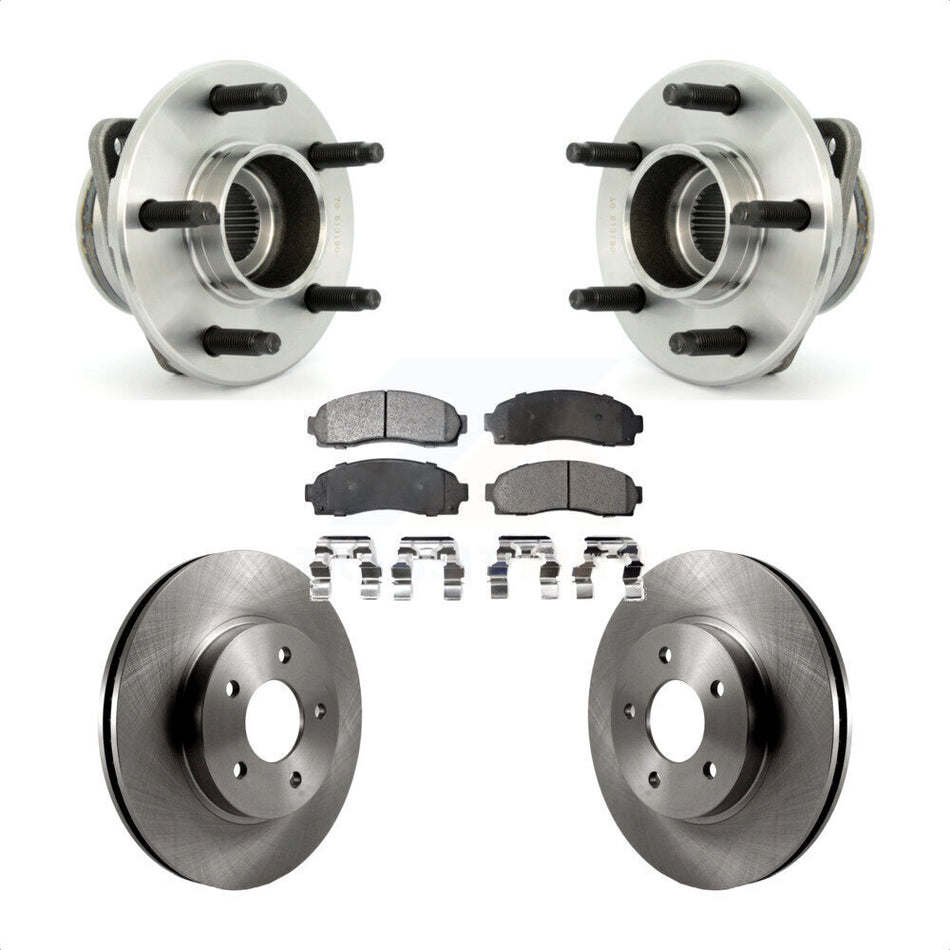 Front Hub Bearing Assembly With Disc Brake Rotors And Semi-Metallic Pads Kit For Saturn Vue Chevrolet Equinox Pontiac Torrent Non-ABS KBB-105007