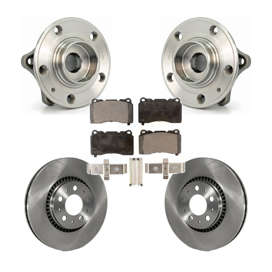 Front Hub Bearing Assembly With Disc Brake Rotors And Semi-Metallic Pads Kit For 2005-2007 Volvo V70 R 305mm Diameter Rotor KBB-105013