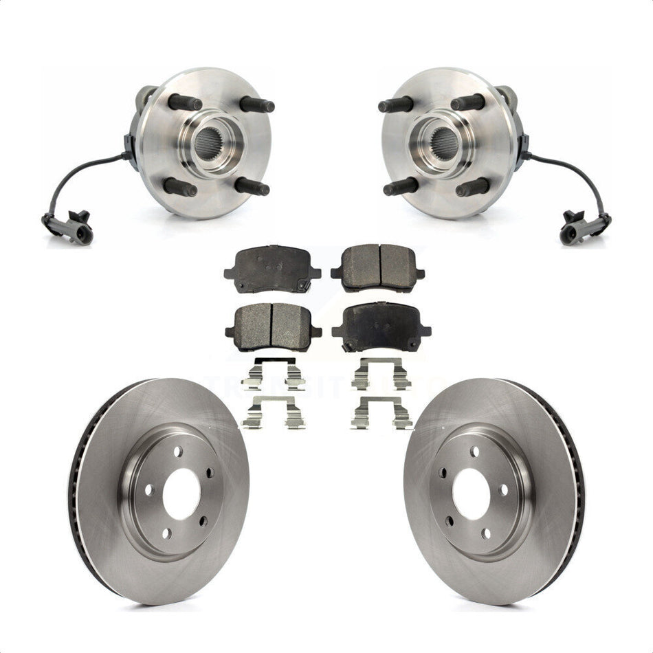 Front Hub Bearing Assembly With Disc Brake Rotors And Semi-Metallic Pads Kit For 2004-2007 Saturn Ion Supercharged with 4-Wheel ABS 4 Lug Wheels KBB-105020