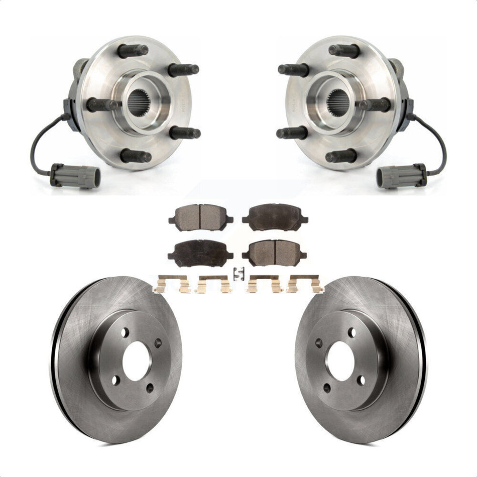 Front Hub Bearing Assembly With Disc Brake Rotors And Semi-Metallic Pads Kit For Saturn Ion Pontiac Pursuit 5 Lug Wheels KBB-105024