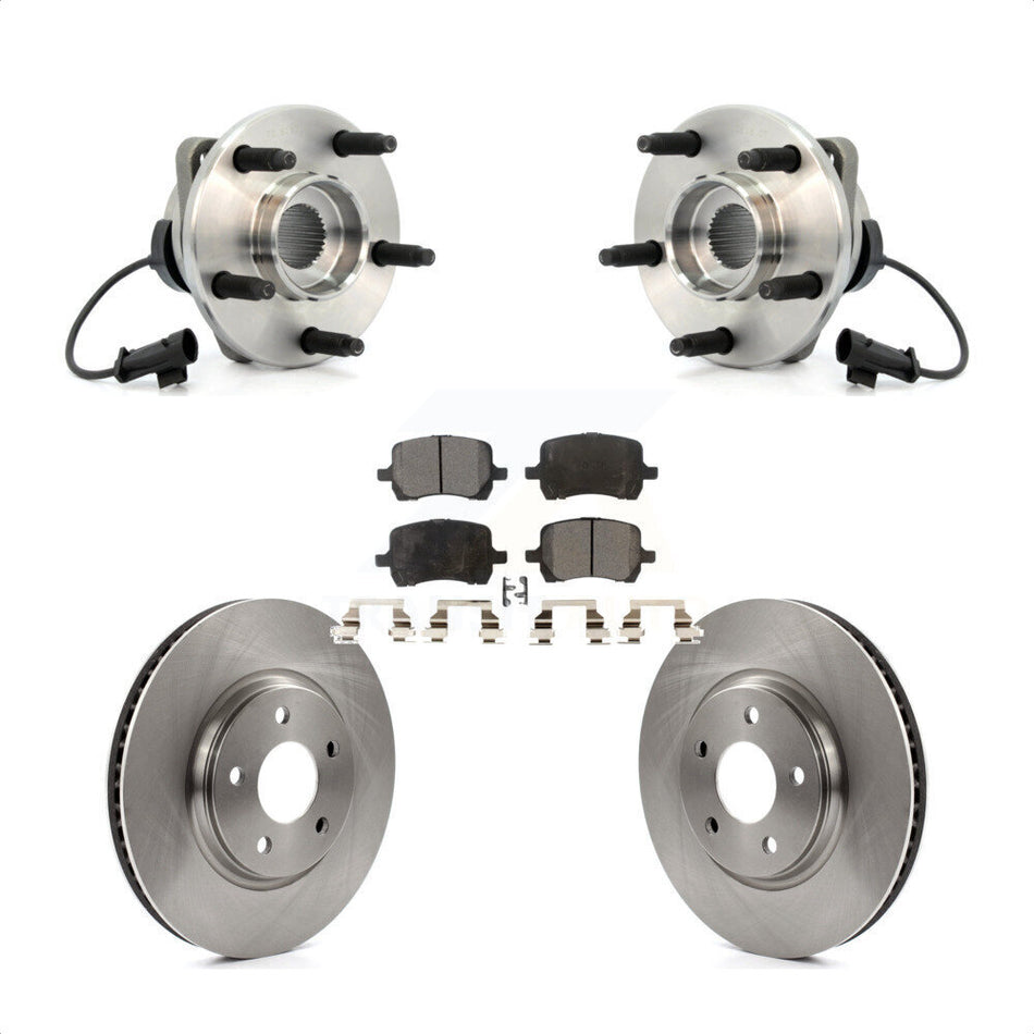 Front Hub Bearing Assembly With Disc Brake Rotors And Semi-Metallic Pads Kit For Chevrolet Malibu Pontiac G6 Saturn Aura KBB-105035