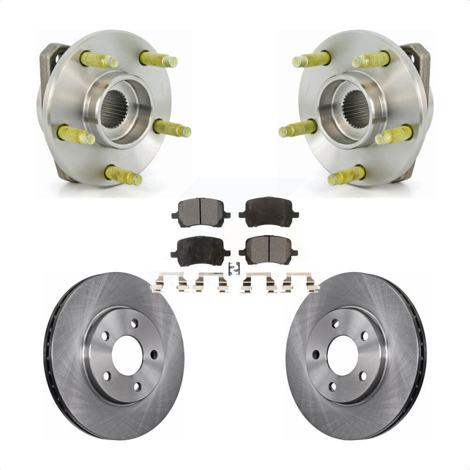Front Hub Bearing Assembly With Disc Brake Rotors And Semi-Metallic Pads Kit For Pontiac G6 Chevrolet Malibu KBB-105041