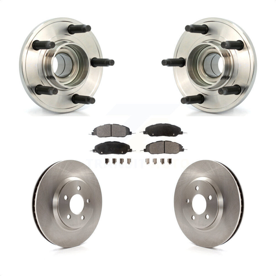 Front Hub Bearing Assembly With Disc Brake Rotors And Semi-Metallic Pads Kit For Ford Mustang KBB-105054