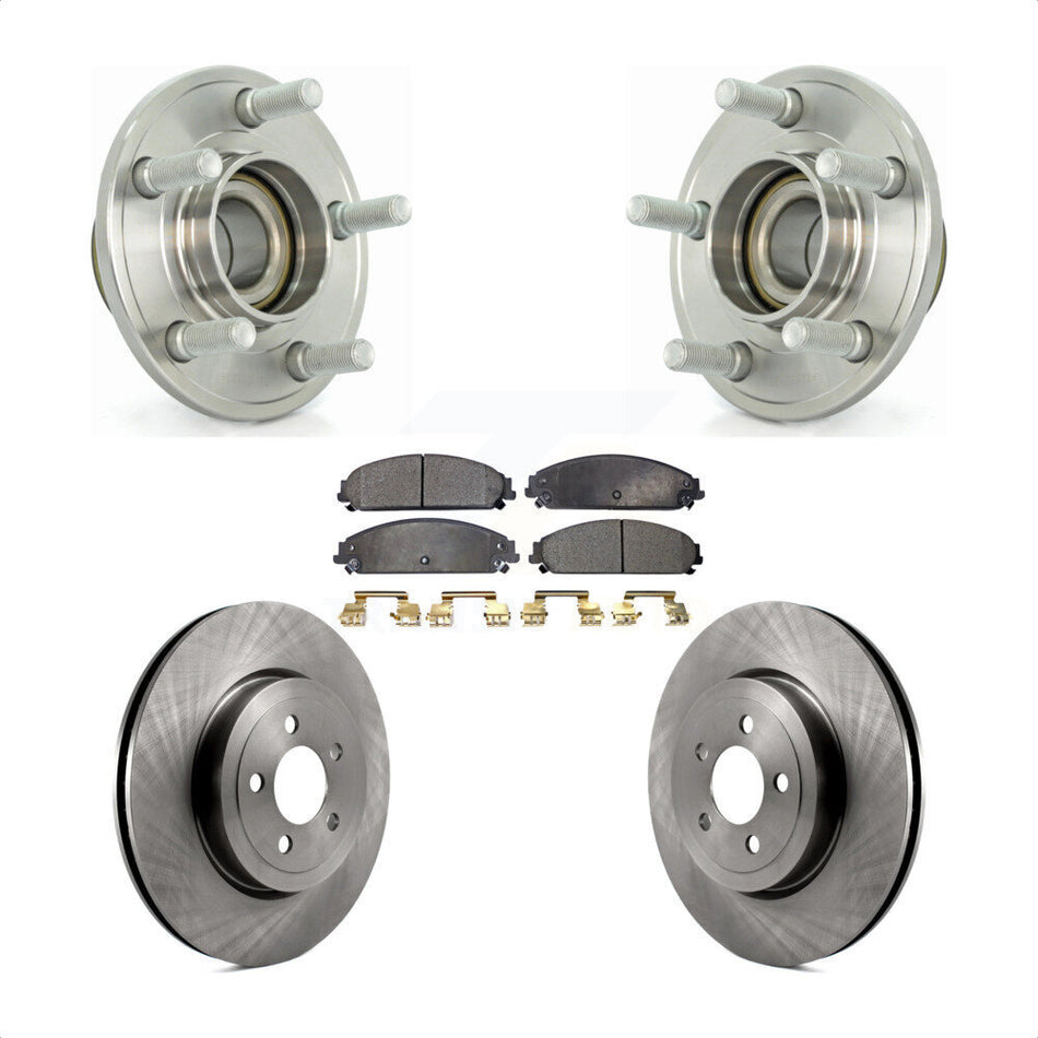 Front Hub Bearing Assembly With Disc Brake Rotors And Semi-Metallic Pads Kit For Dodge Chrysler 300 Charger Magnum Challenger KBB-105060
