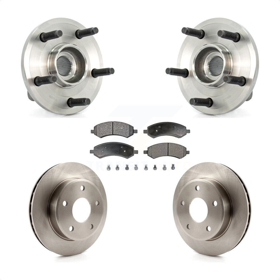 Front Hub Bearing Assembly With Disc Brake Rotors And Semi-Metallic Pads Kit For Dodge Dakota Mitsubishi Raider 2-Wheel ABS KBB-105066