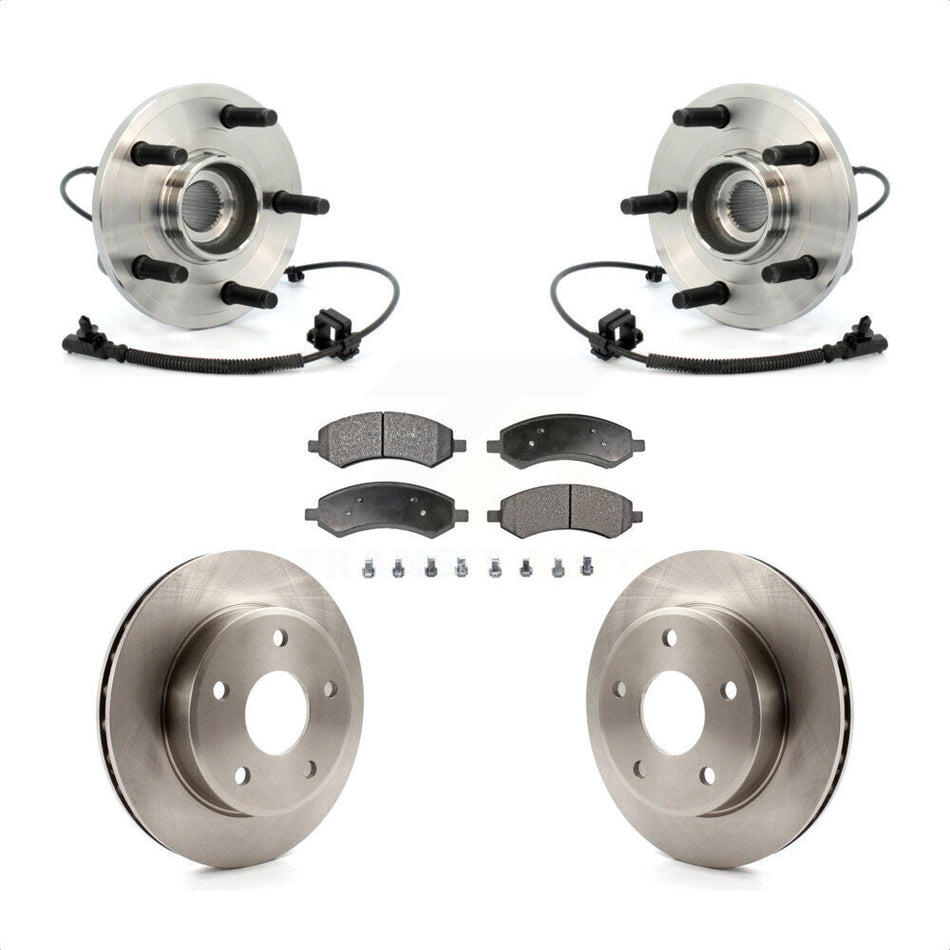 Front Hub Bearing Assembly With Disc Brake Rotors And Semi-Metallic Pads Kit For Dakota Dodge Mitsubishi Raider Ram KBB-105067