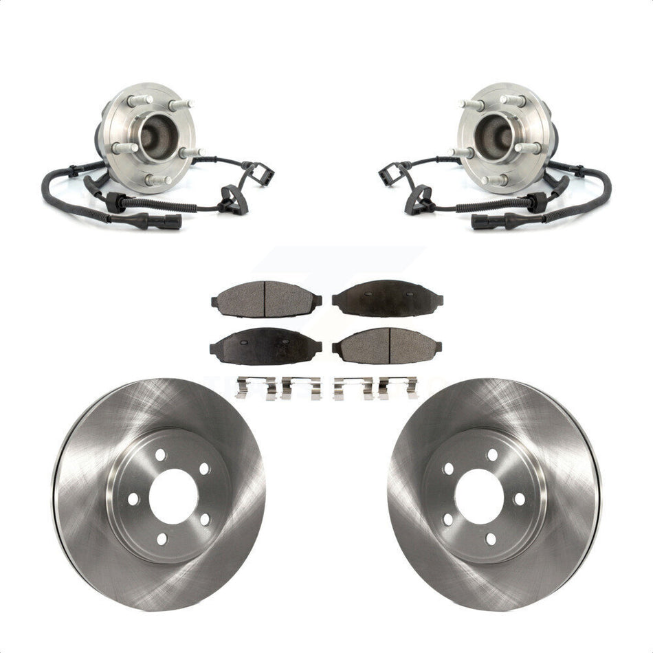 Front Hub Bearing Assembly With Disc Brake Rotors And Semi-Metallic Pads Kit For Ford Crown Victoria Mercury Grand Marquis Lincoln Town Car KBB-105068