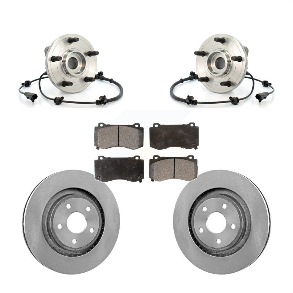 Front Hub Bearing Assembly With Disc Brake Rotors And Semi-Metallic Pads Kit For 2006-2010 Jeep Grand Cherokee SRT8 KBB-105070