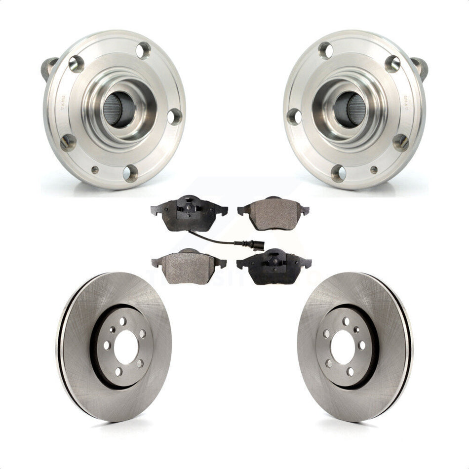 Front Hub Bearing Assembly With Disc Brake Rotors And Semi-Metallic Pads Kit For 2005-2006 Volkswagen Jetta 7th 8th Digit Of VIN Is "9M" Or "1J" 288mm Diameter Rotor KBB-105078