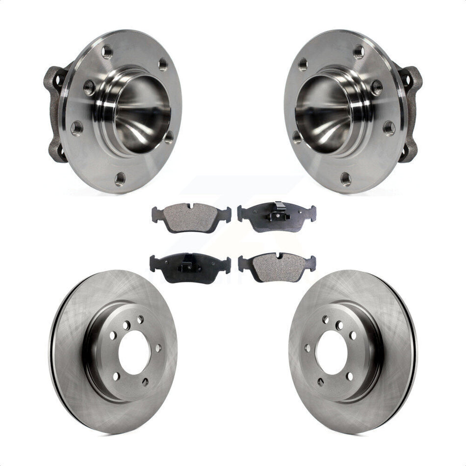 Front Hub Bearing Assembly With Disc Brake Rotors And Semi-Metallic Pads Kit For 2006 BMW 325Ci KBB-105087