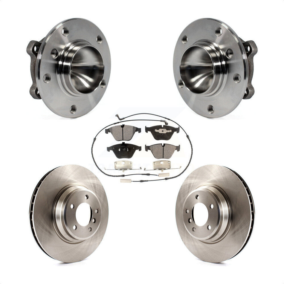 Front Hub Bearing Assembly With Disc Brake Rotors And Semi-Metallic Pads Kit For BMW 335i 335d 335is KBB-105093