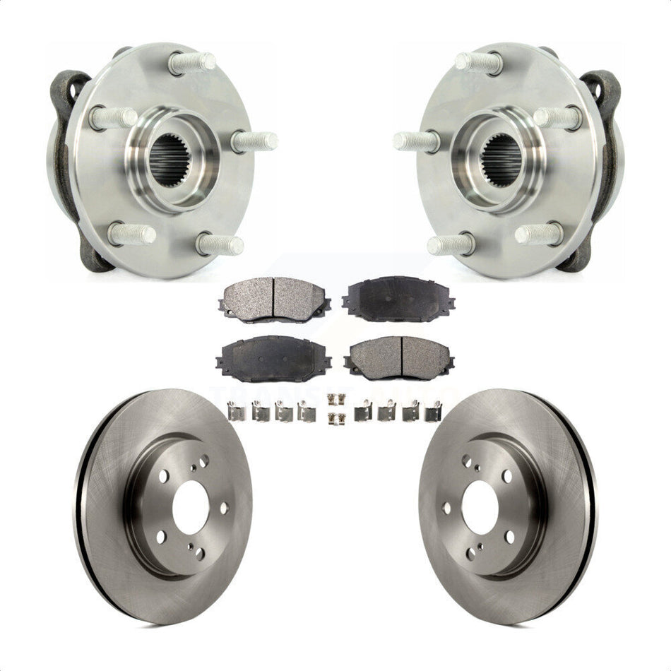 Front Hub Bearing Assembly With Disc Brake Rotors And Semi-Metallic Pads Kit For 2013-2018 Toyota RAV4 LE KBB-105102