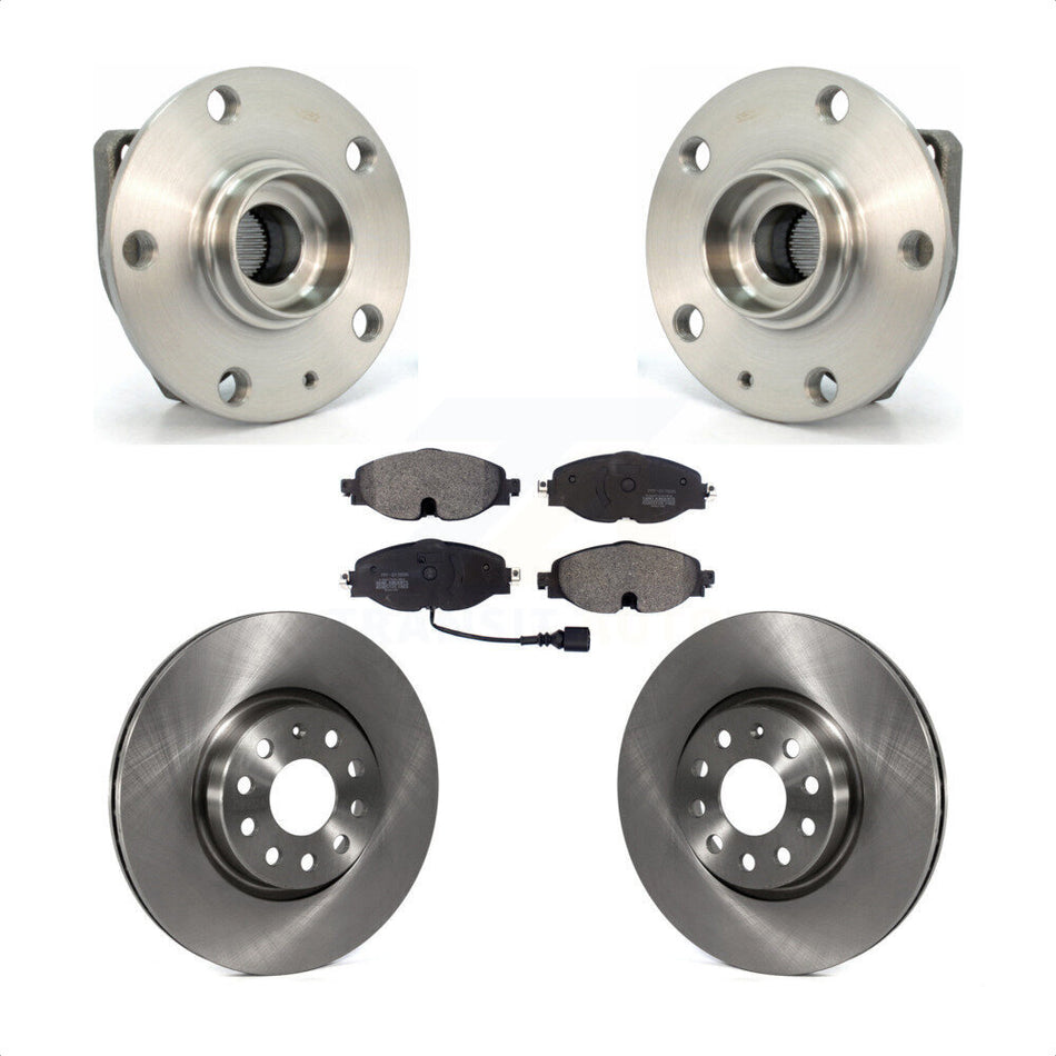 Front Hub Bearing Assembly With Disc Brake Rotors And Semi-Metallic Pads Kit For 2017 Volkswagen Golf Alltrack Code 1ZE 1ZP KBB-105107