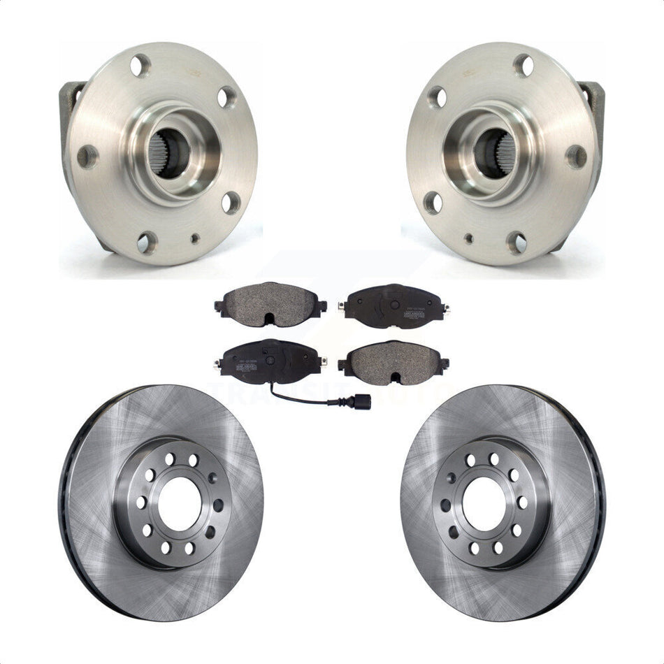 Front Hub Bearing Assembly With Disc Brake Rotors And Semi-Metallic Pads Kit For Volkswagen Golf SportWagen e-Golf KBB-105109