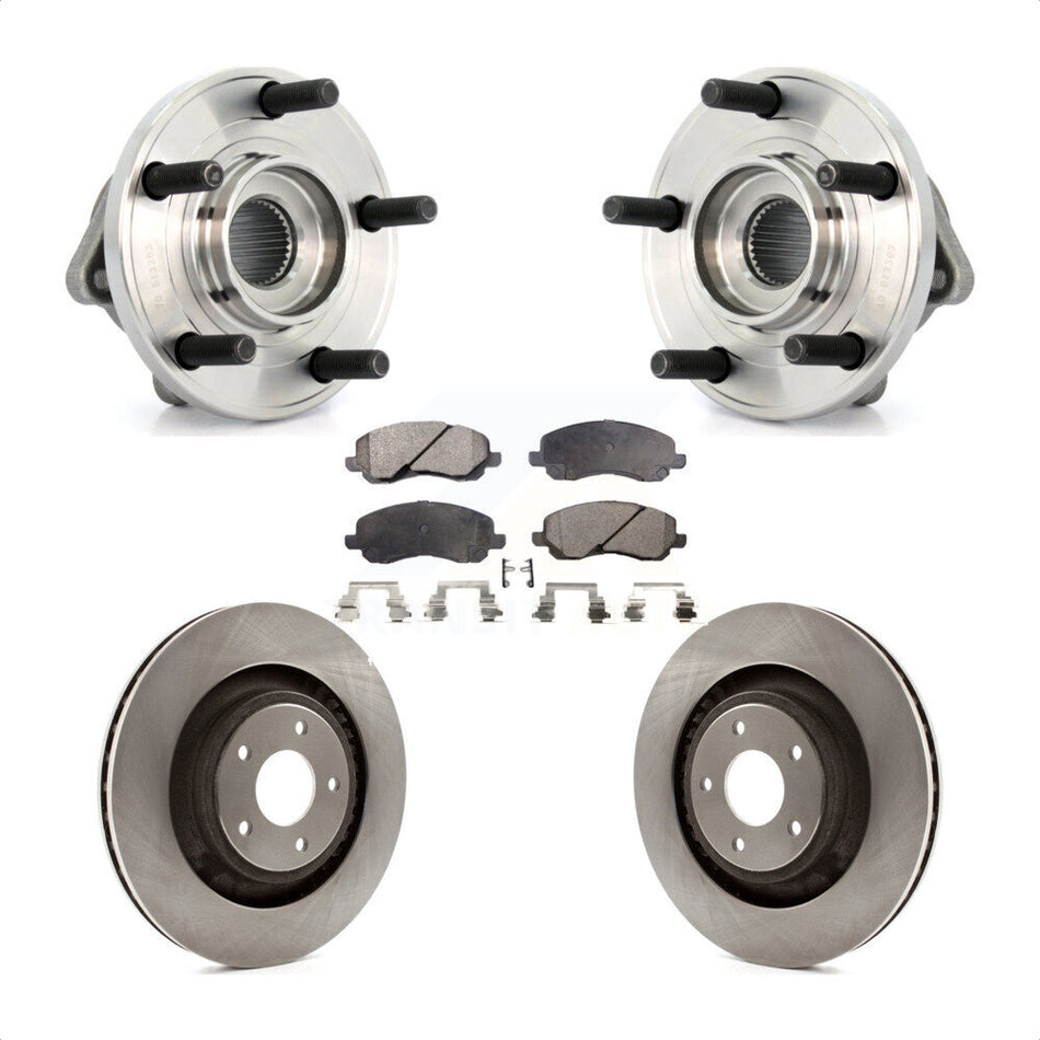 Front Hub Bearing Assembly With Disc Brake Rotors And Semi-Metallic Pads Kit For 2012-2012 Chrysler 200 Dodge Avenger 340mm Diameter Rotor KBB-105113
