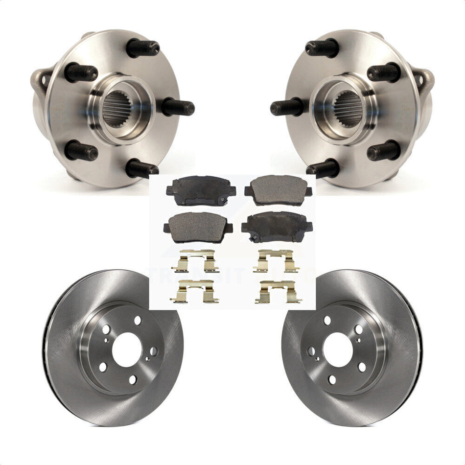 Front Hub Bearing Assembly With Disc Brake Rotors And Semi-Metallic Pads Kit For 2004-2009 Toyota Prius KBB-105115