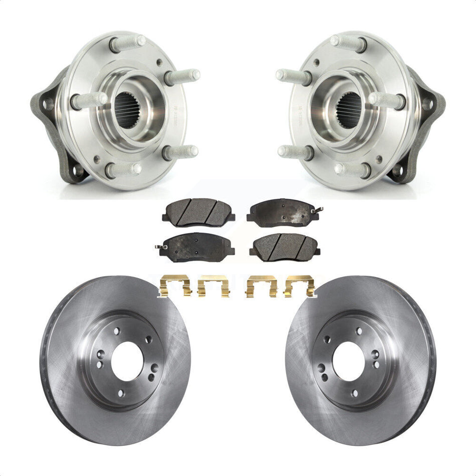Front Hub Bearing Assembly With Disc Brake Rotors And Semi-Metallic Pads Kit For 2007-2009 Hyundai Santa Fe KBB-105116