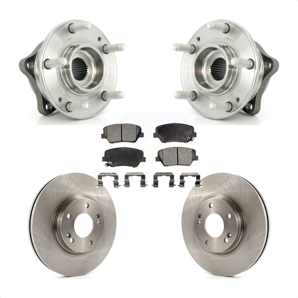 Front Hub Bearing Assembly With Disc Brake Rotors And Semi-Metallic Pads Kit For Kia Sorento Hyundai Santa Fe ABS Brakes KBB-105117