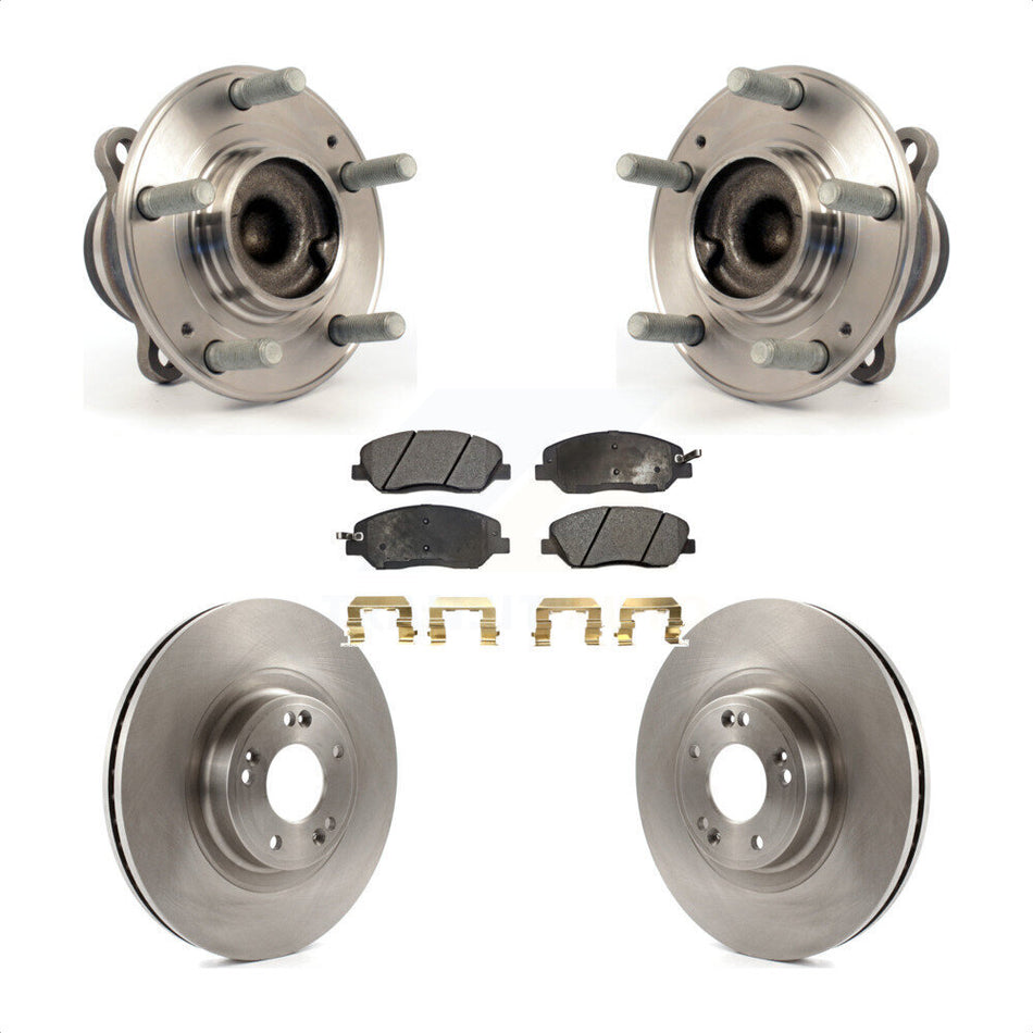 Front Hub Bearing Assembly With Disc Brake Rotors And Semi-Metallic Pads Kit For 2012 Hyundai Genesis 3.8L KBB-105142