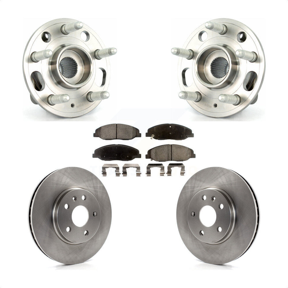 Front Hub Bearing Assembly With Disc Brake Rotors And Semi-Metallic Pads Kit For Cadillac CTS Without Heavy Duty Brakes KBB-105163