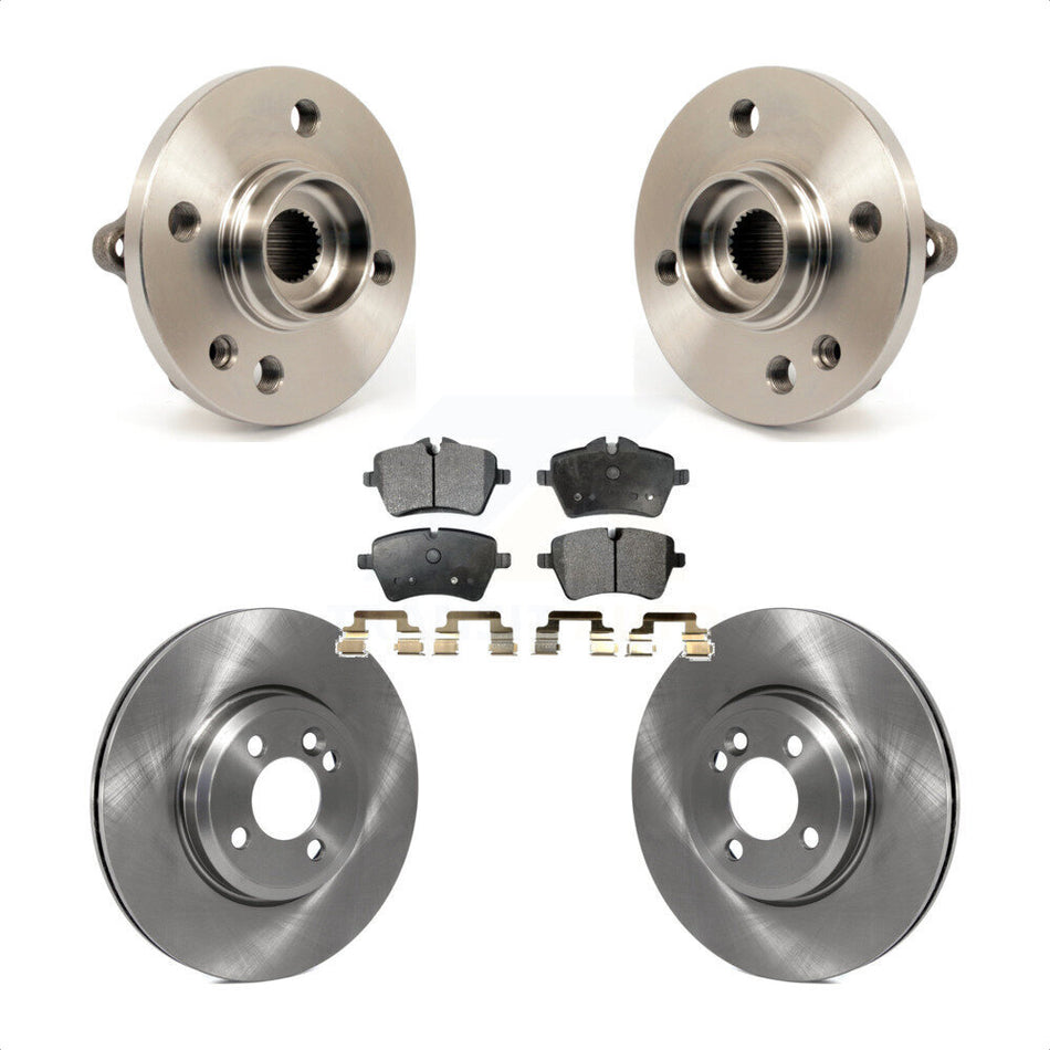 Front Hub Bearing Assembly With Disc Brake Rotors And Semi-Metallic Pads Kit For Mini Cooper 294mm Diameter Rotor 4 Lug Wheels KBB-105196
