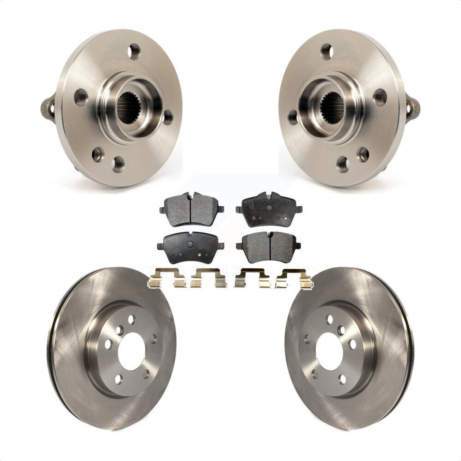 Front Hub Bearing Assembly With Disc Brake Rotors And Semi-Metallic Pads Kit For 2014-2015 Mini Cooper Convertible Coupe 294mm Diameter Rotor 5 Lug Wheels KBB-105198