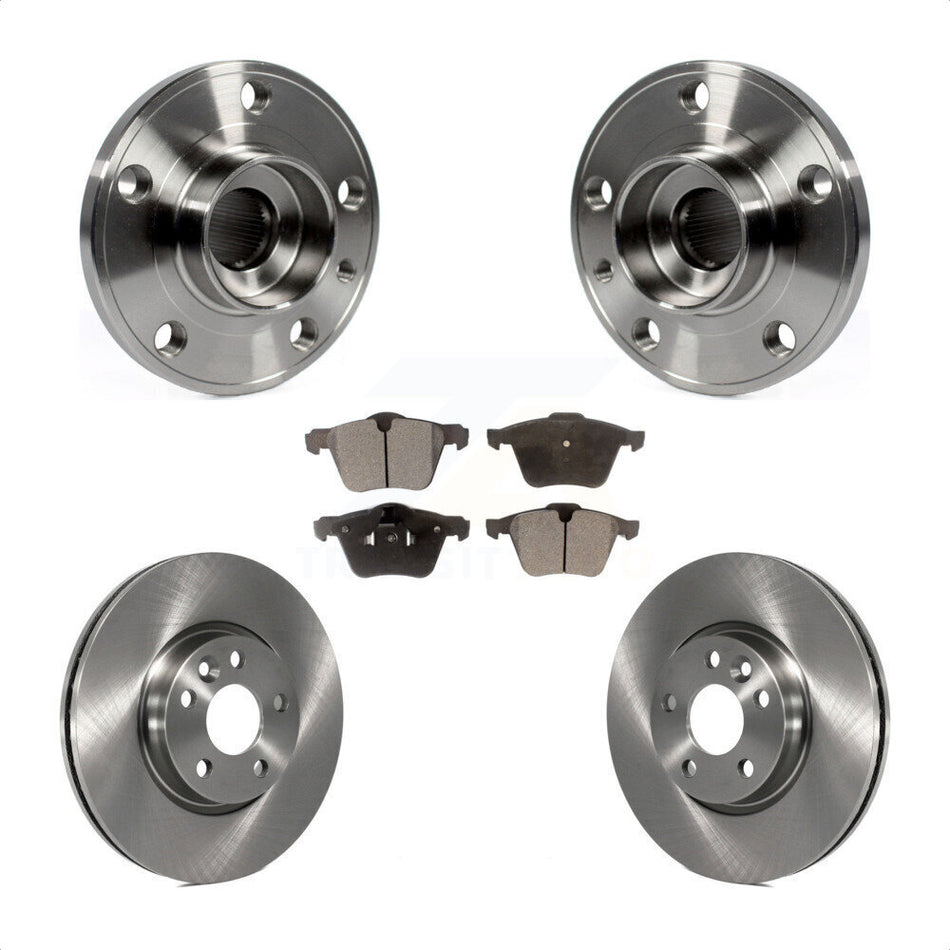 Front Hub Bearing Assembly With Disc Brake Rotors And Semi-Metallic Pads Kit For 2008 Volvo V70 300mm Diameter Rotor KBB-105221