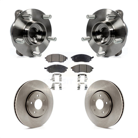 Front Hub Bearing Assembly Disc Brake Rotors And Pads Kit For INFINITI FX35 FX37 FX45 KBB-105233
