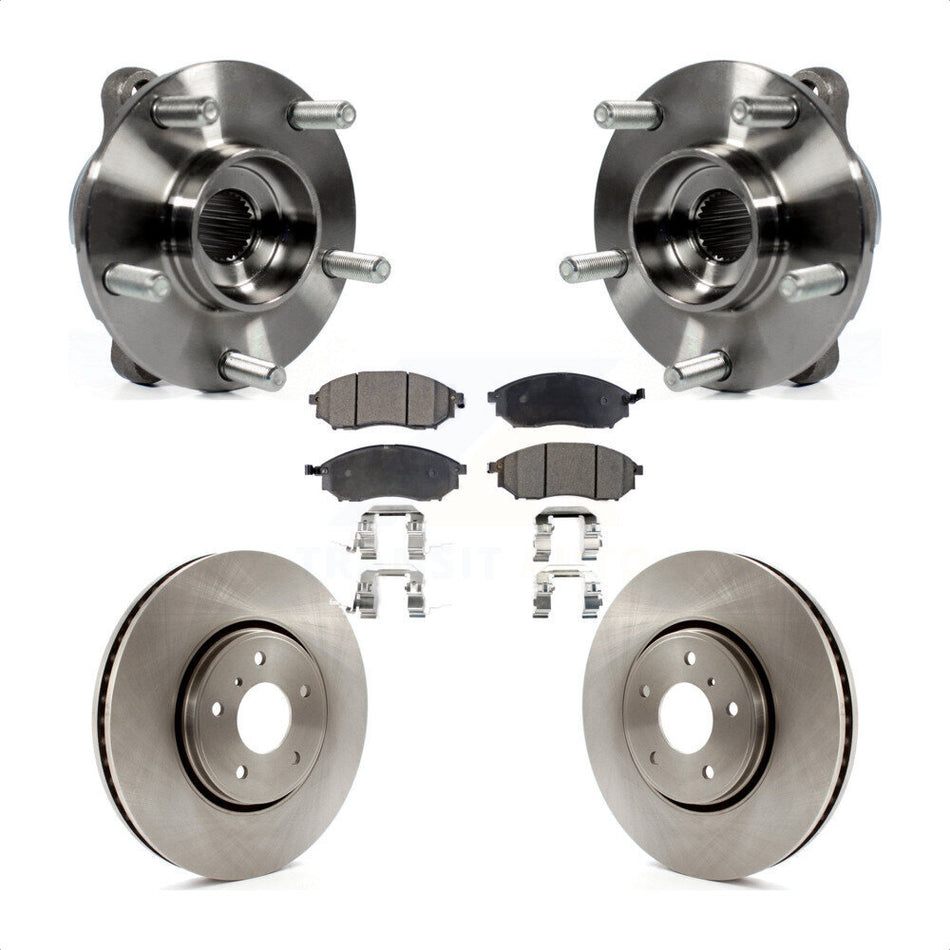 Front Hub Bearing Assembly Disc Brake Rotors And Pads Kit For INFINITI FX35 FX37 FX45 KBB-105233