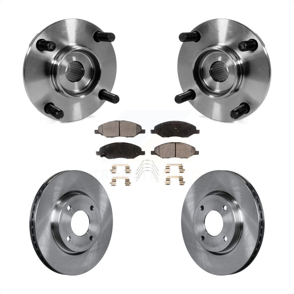 Front Hub Bearing Assembly With Disc Brake Rotors And Semi-Metallic Pads Kit For 2008 Nissan Versa 4-Wheel ABS KBB-105265
