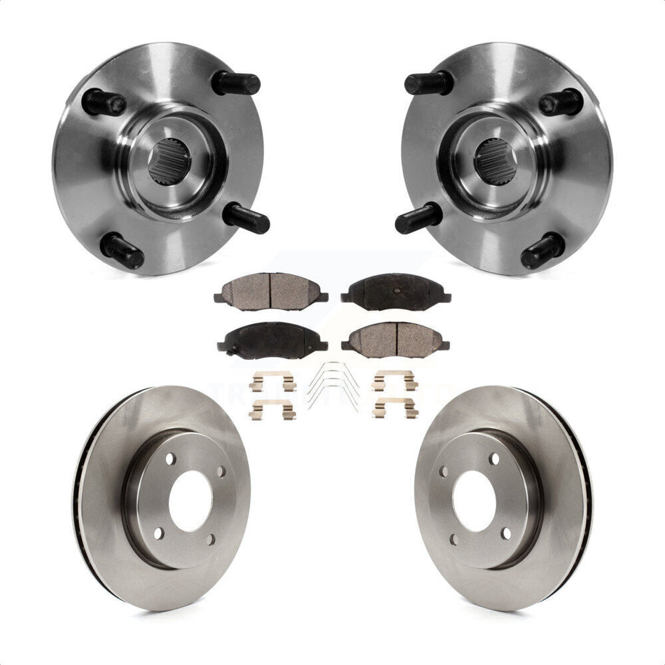Front Hub Bearing Assembly With Disc Brake Rotors And Semi-Metallic Pads Kit For 2009-2011 Nissan Versa 1.6L with 4-Wheel ABS KBB-105267