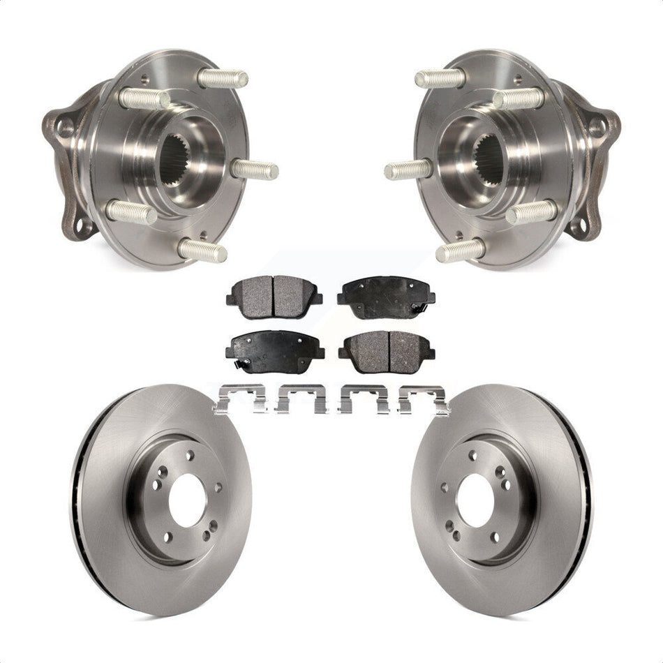 Front Hub Bearing Assembly With Disc Brake Rotors And Semi-Metallic Pads Kit For 2015 Hyundai Sonata FULL HYBRID EV-GAS (FHEV) engine KBB-105268