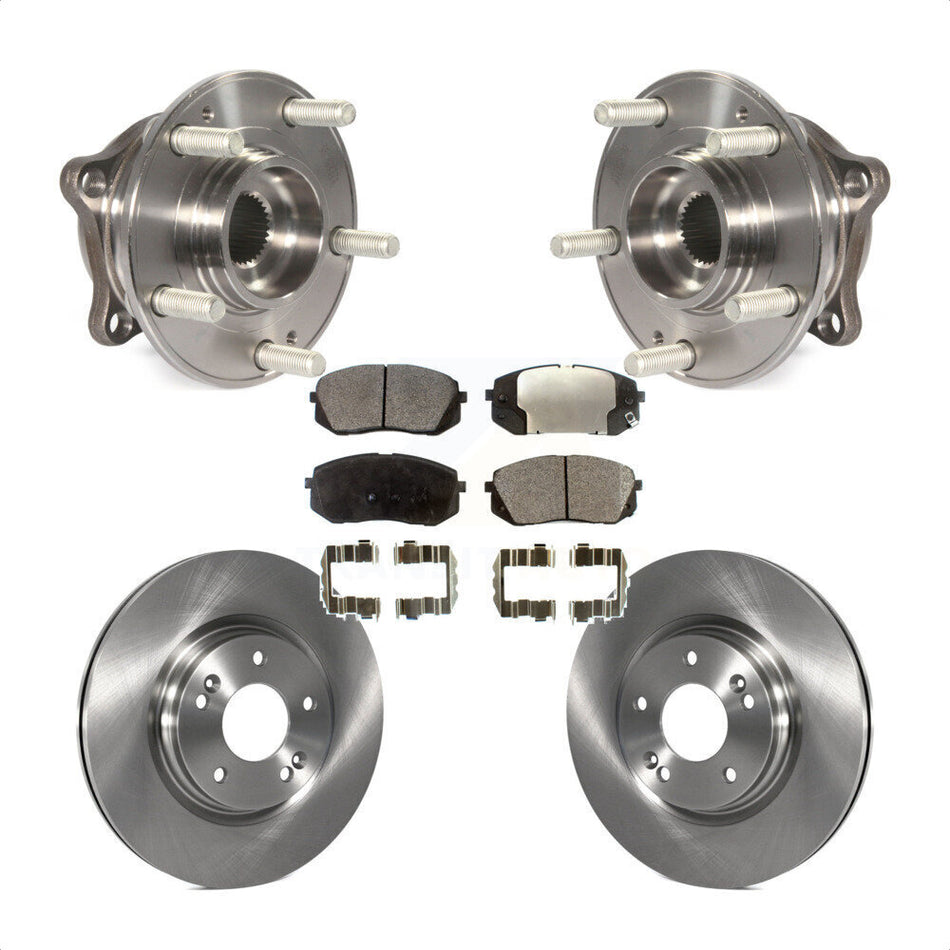 Front Hub Bearing Assembly With Disc Brake Rotors And Semi-Metallic Pads Kit For 2015 Hyundai Sonata GAS engine Manual Parking KBB-105273