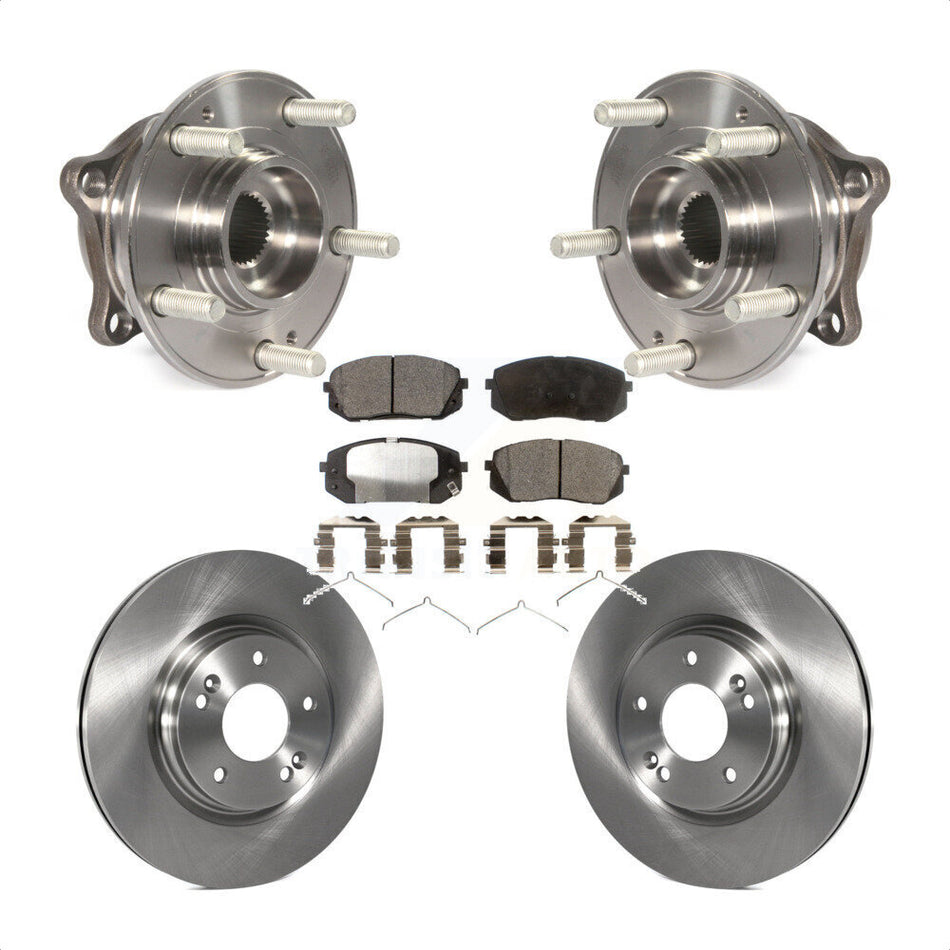 Front Hub Bearing Assembly With Disc Brake Rotors And Semi-Metallic Pads Kit For Hyundai Sonata Kia Optima KBB-105274